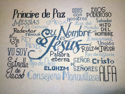 His Name is Jesus stitched by Gloria Ortega